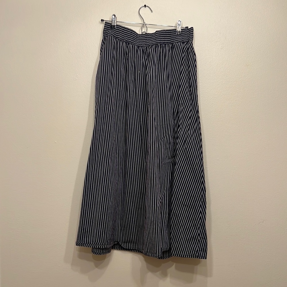 A New Day Navy and Blue Striped Midi Skirt